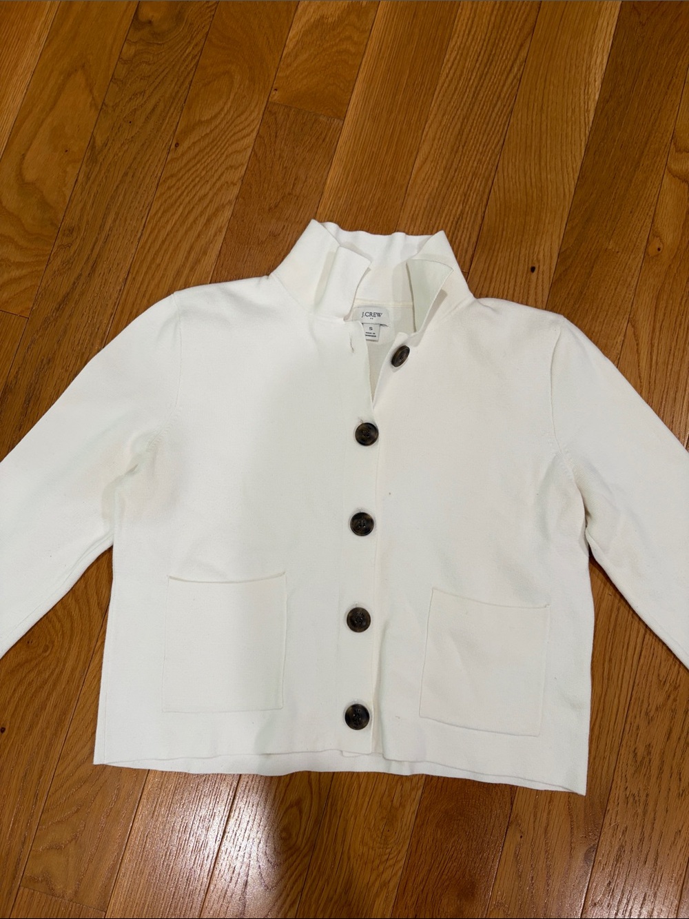 J. Crew Ivory Button-Front Knit Cardigan